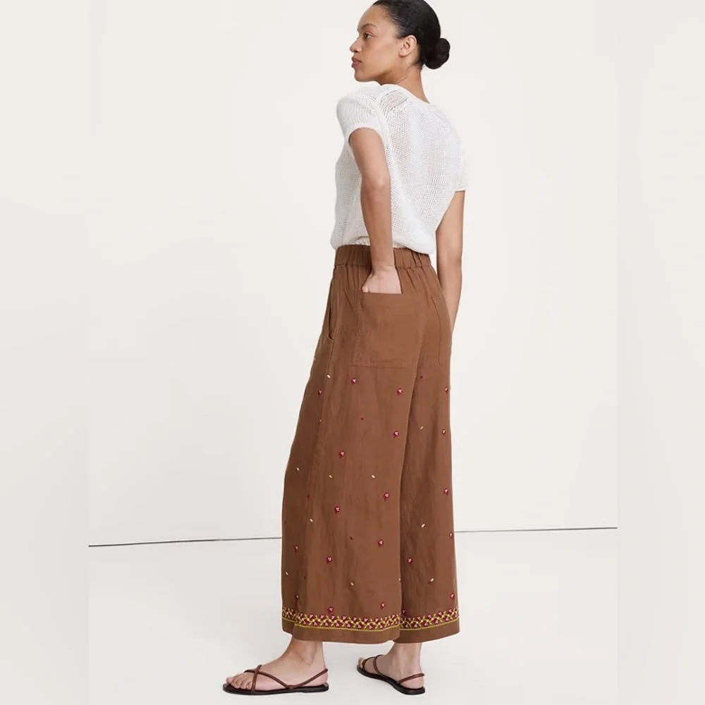 NEW! Banana Republic The Pull-On Wide-Leg Ankle Pant In Embroidered Print 🩷
